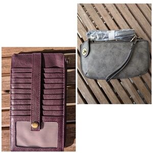 Joy Susan dark plum kara mini wallet and mini crossbody-wristlet clutch purse